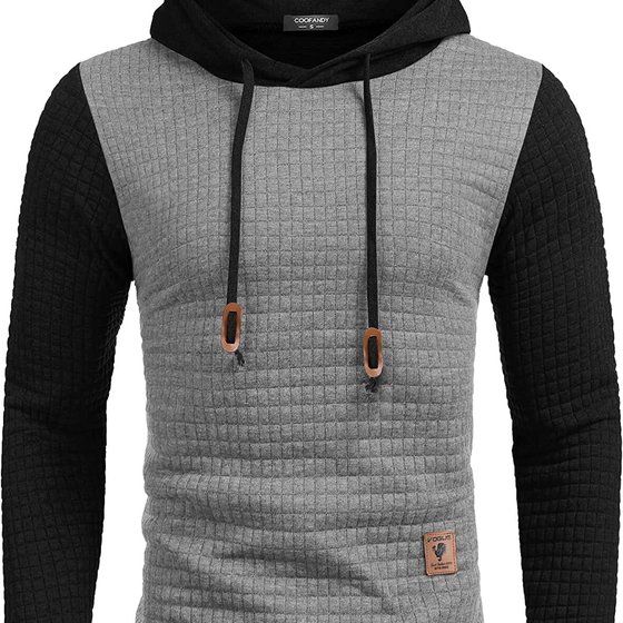 Coofandy plaid jacquard drawstring hoodie